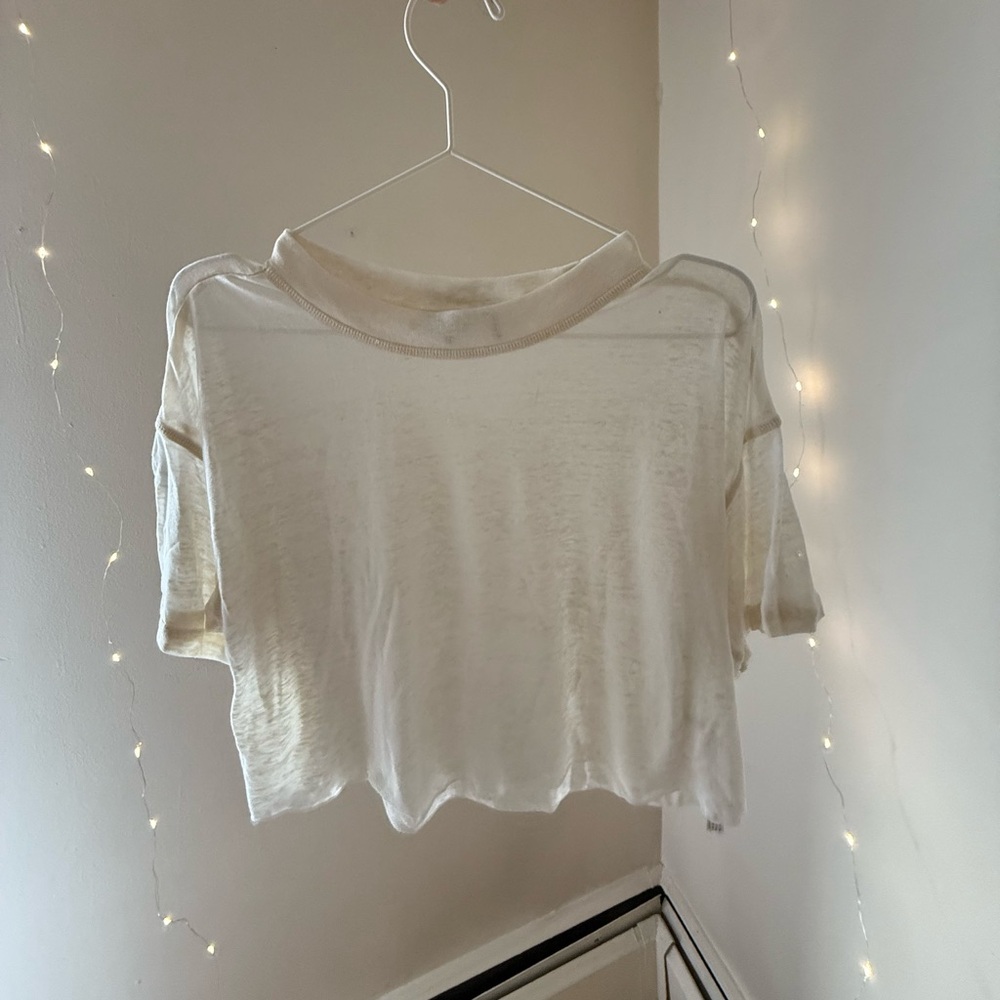 Urban Outfitters Cotton Oversized Casual Cream Semi-Sheer Soft T-Shirt
